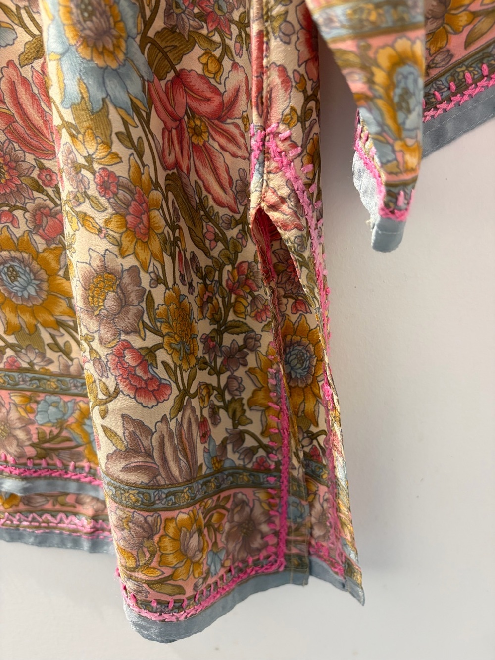 DOLMA 100% Silk Embroidered Floral Tunic Blouse | Embroidery Silk Top L - Picture 4 of 7